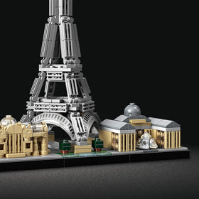 LEGO Architecture Paris Eiffel Tower focus highlights a recognizable centerpiece.