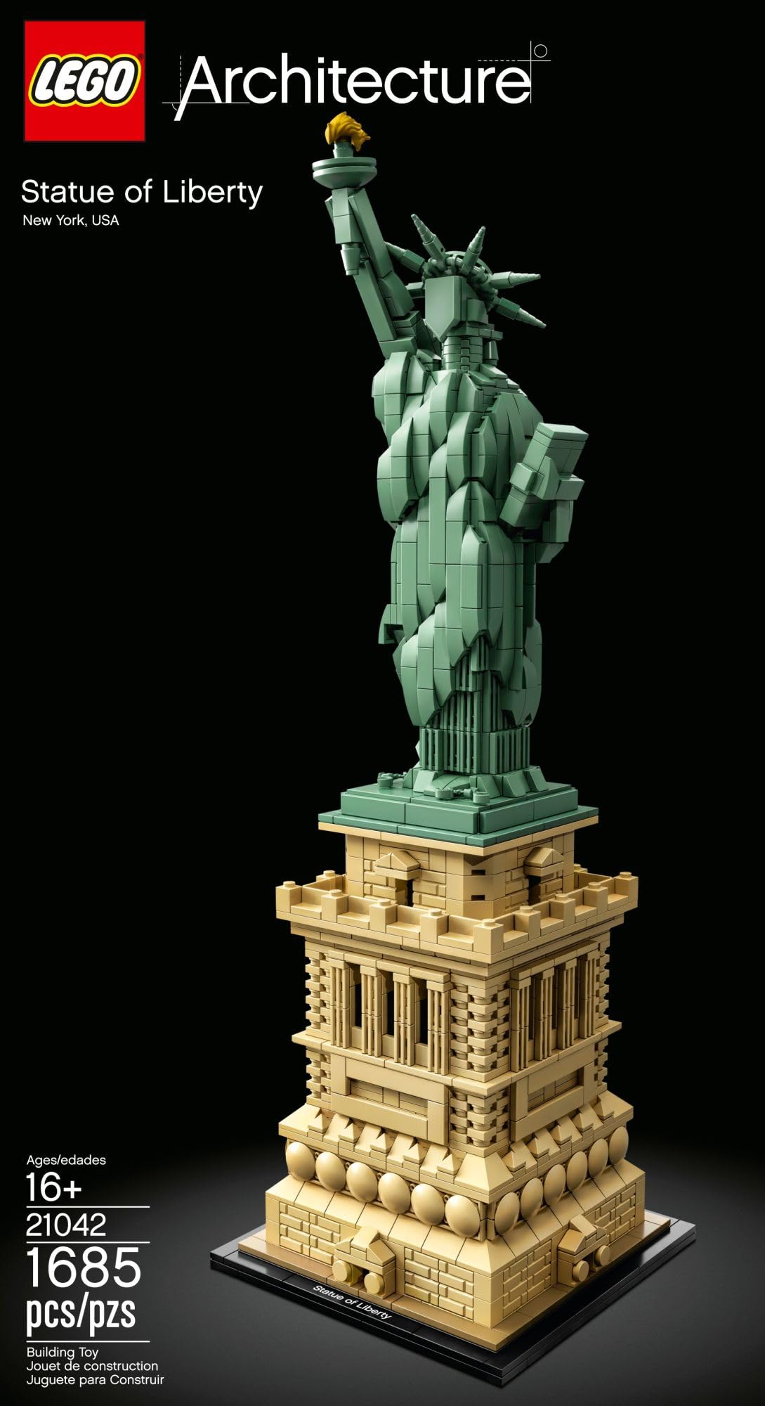 LEGO Architecture Statue of Liberty tablet and shield accent for educational decor
