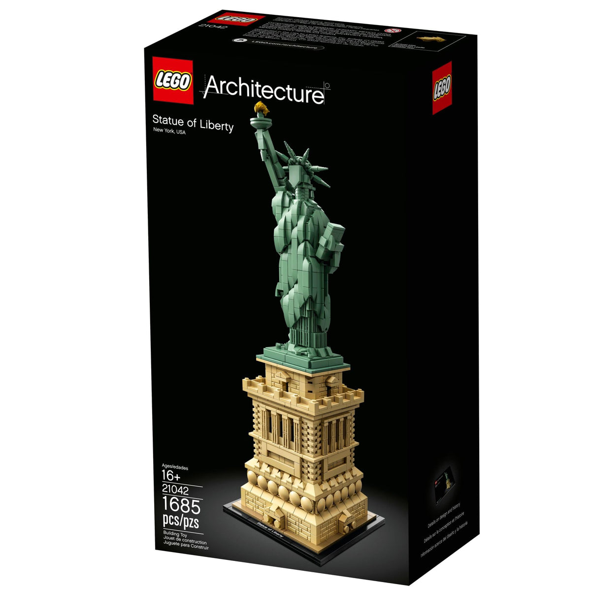 LEGO Architecture Statue of Liberty torch and crown highlight a dramatic centerpiece