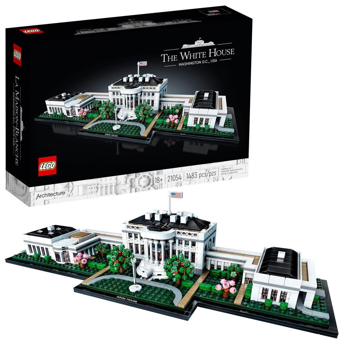 LEGO Architecture White House 21054 front view for elegant display