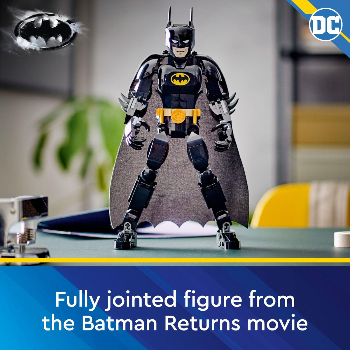 LEGO Batman figure with textile cape ideal for display and storytelling