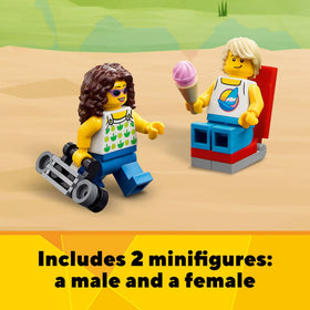 LEGO Beach buggy and sun loungers for sunny shoreline scenes.
