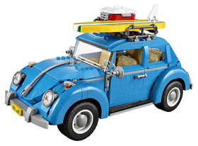 LEGO Beetle 10252 front view highlights iconic curves and azure color for display