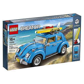 LEGO Beetle 10252 interior close-up with beige seats and dashboard for hands-on building