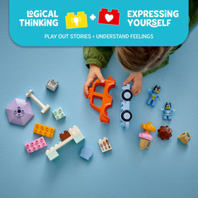 LEGO Bluey figure enhances role-play with familiar family moments.