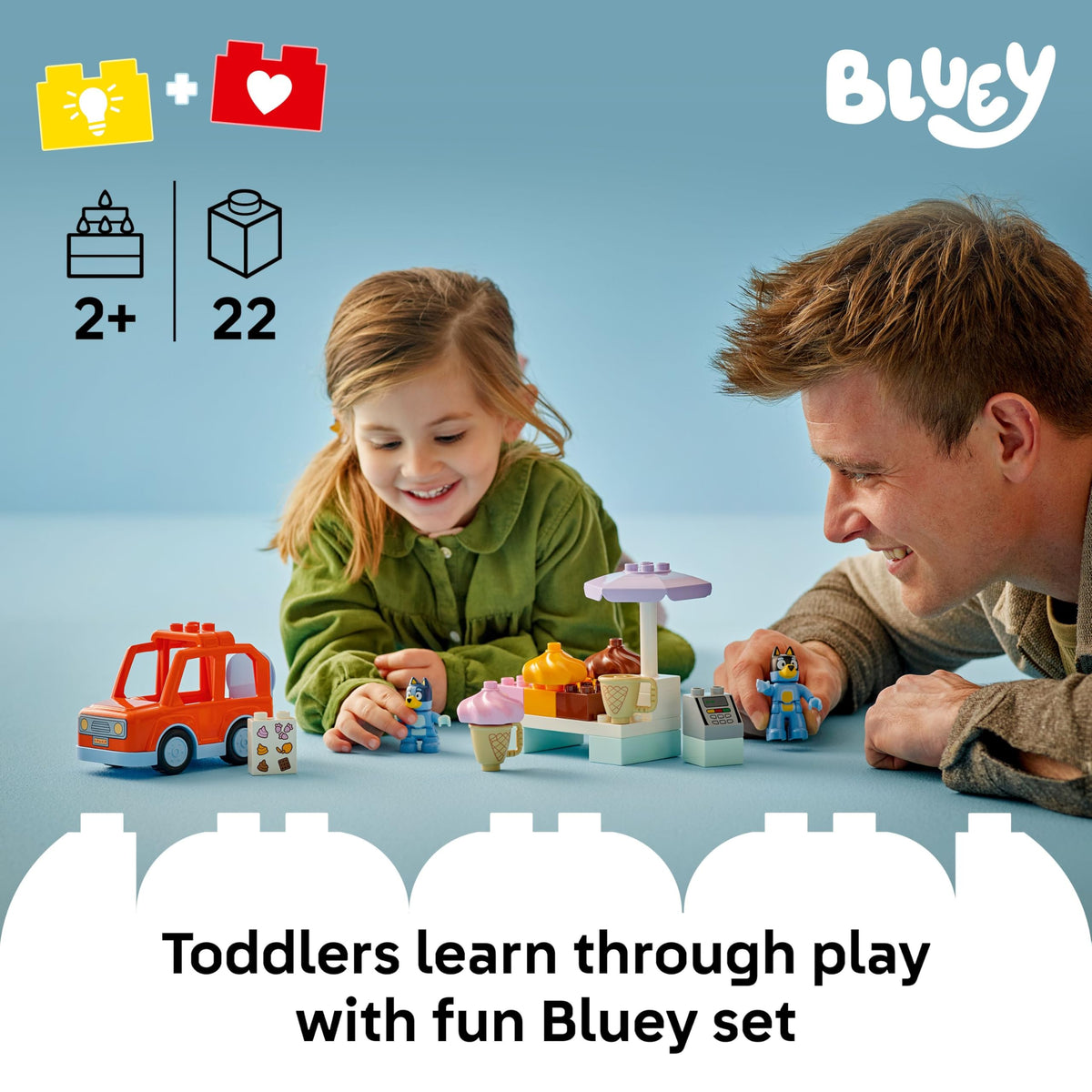 LEGO Bluey dad figure ready for storytelling and scene creation.