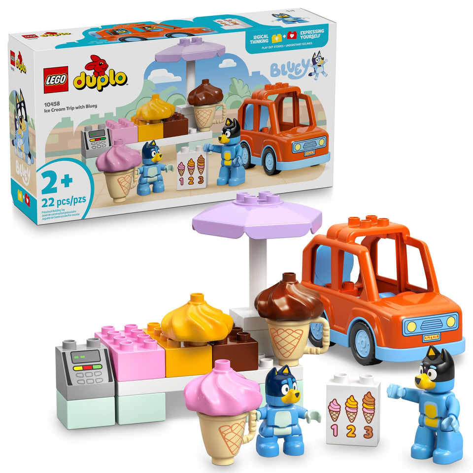 LEGO Bluey ice-cream stand for imaginative play and sensory exploration.