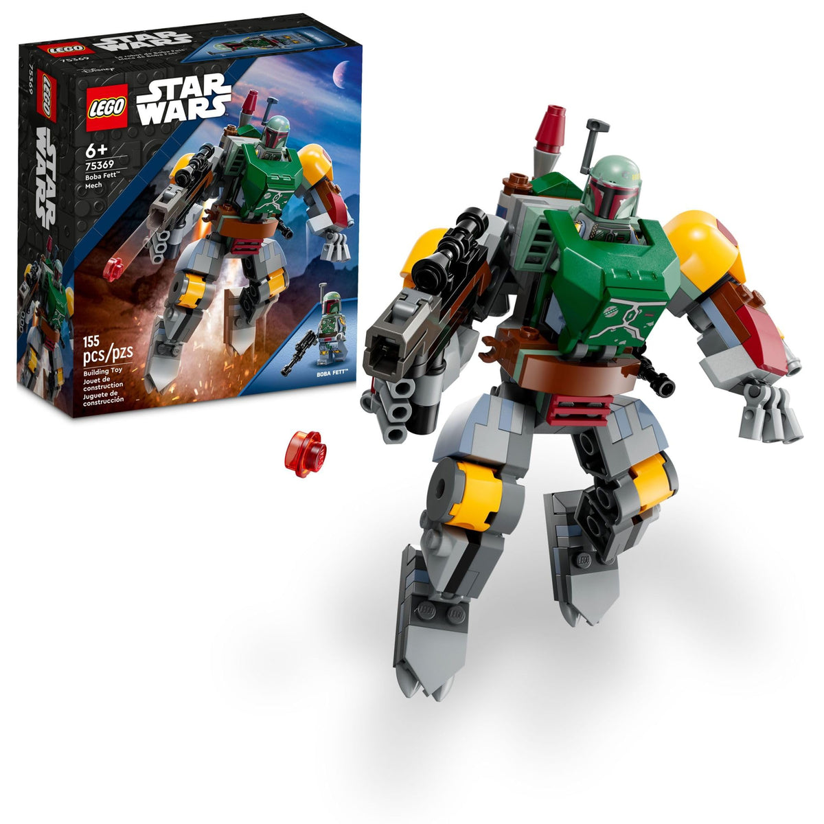 LEGO Boba Fett Mech front view highlights play and display potential