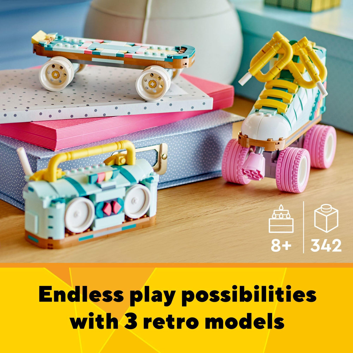 LEGO boom box radio model with classic design for retro storytelling
