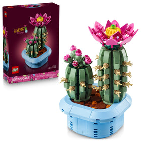 LEGO Botanicals Flowering Cactus model 1 in bloom in a pastel blue pot