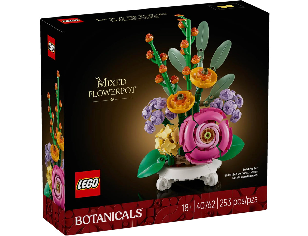 LEGO Botanicals Mixed Flowerpot closeup of petals and blooms for refined display