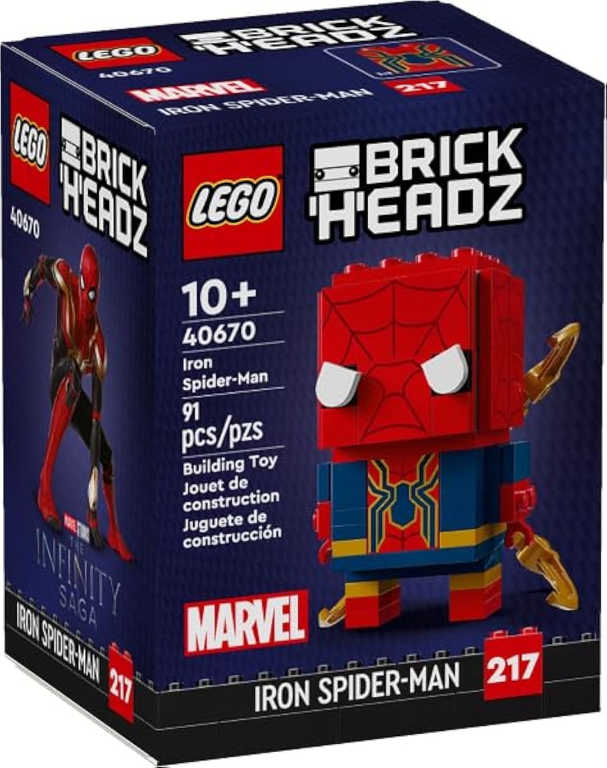 LEGO Brick Headz Iron Spider-Man 40670-91 Pz top view for compact display