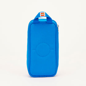 LEGO Brick Pouch blue handle label demonstrates grab-and-go convenience.