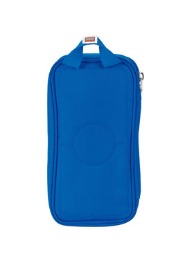 LEGO Brick Pouch blue stud-pocket closeup shows two zip pockets for small items.
