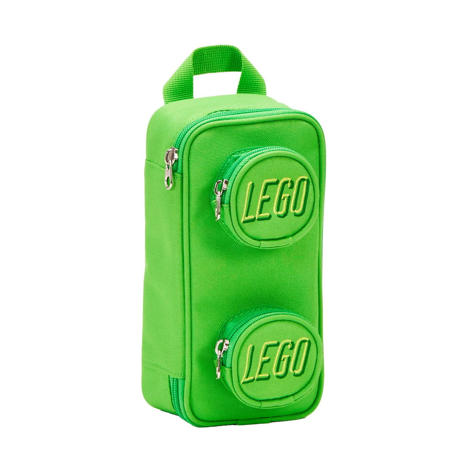 LEGO Brick Pouch Green front view showing compact design for school or office use