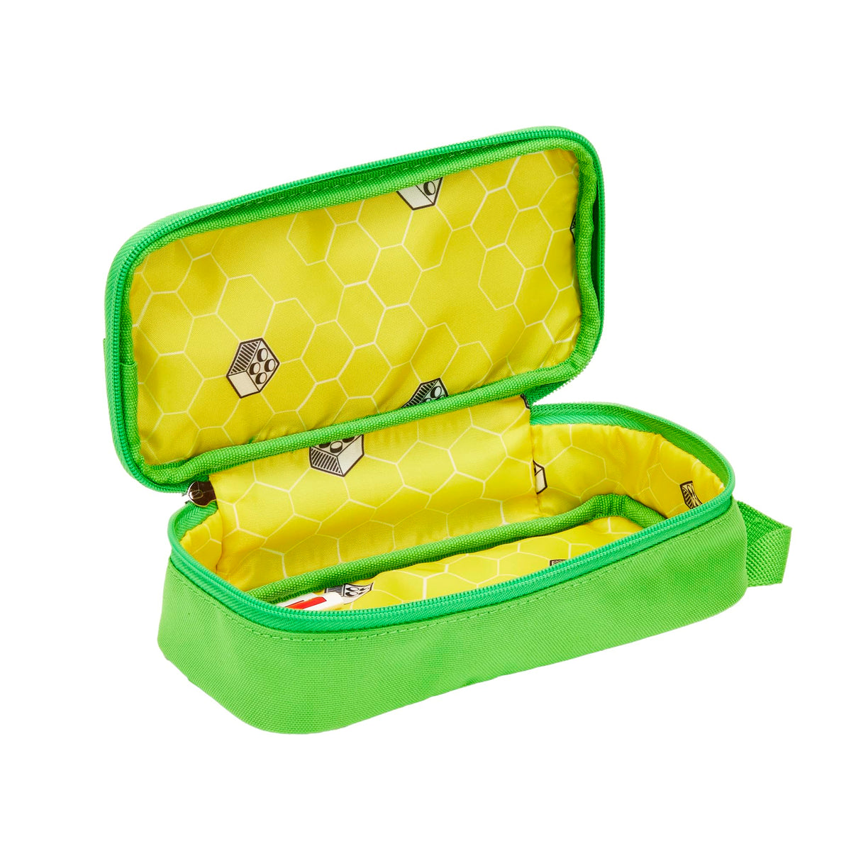 LEGO Brick Pouch Green handle detail for convenient grip during travel