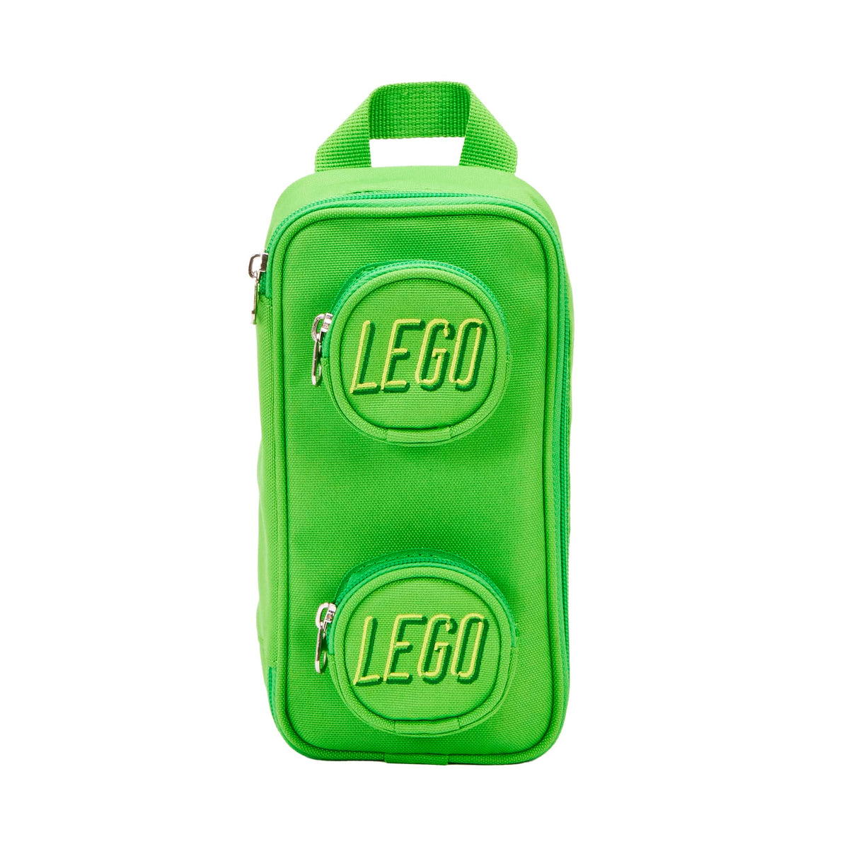 LEGO Brick Pouch Green inside view with roomy main compartment for pens and gadgets