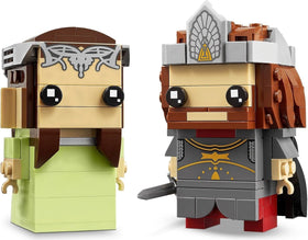 LEGO BrickHeadz Aragorn & Arwen detailed face close-up for fans.