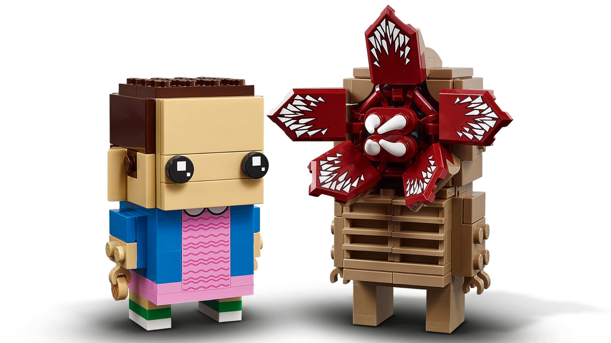 LEGO BrickHeadz Demogorgon and Eleven display stands help showcase both figures