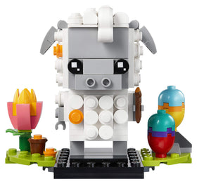 LEGO BrickHeadz Easter Sheep painting eggs with brush, a charming crafting companion.
