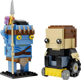 Lego BrickHeadz Jake Sully Avatar figures, collectible display option for fans.
