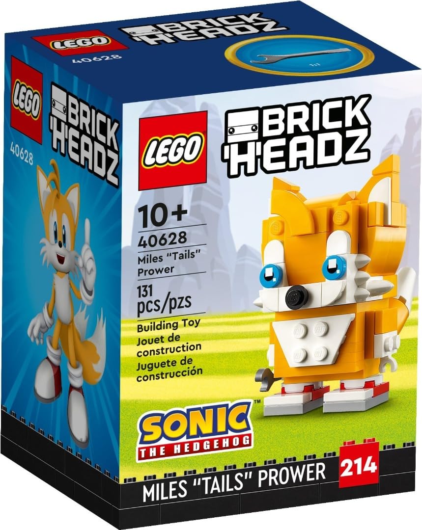 LEGO BrickHeadz Miles Tails Prower figure for Sonic fans, a collectible display piece