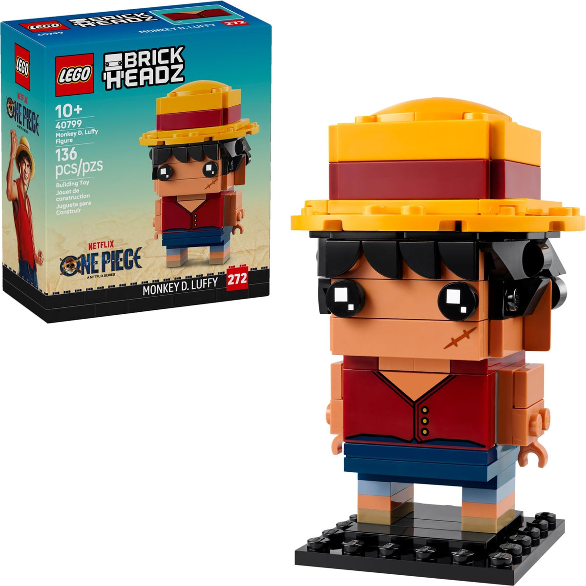 LEGO BrickHeadz Monkey D. Luffy figure for display and imaginative play
