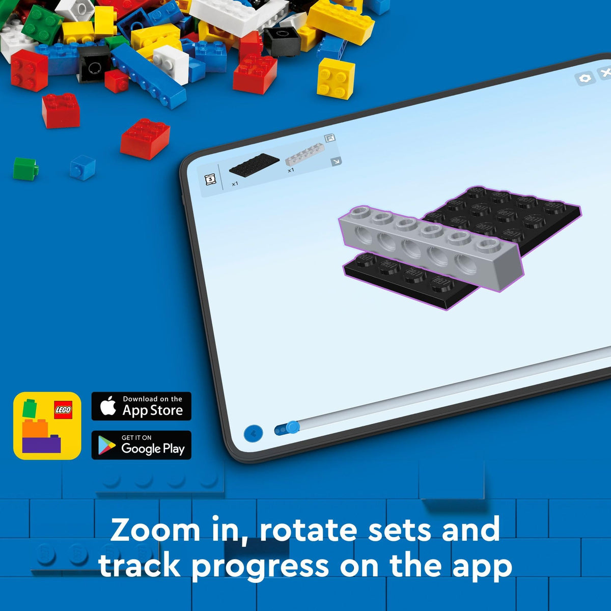 LEGO Builder app 3D guide displayed for interactive building instructions.