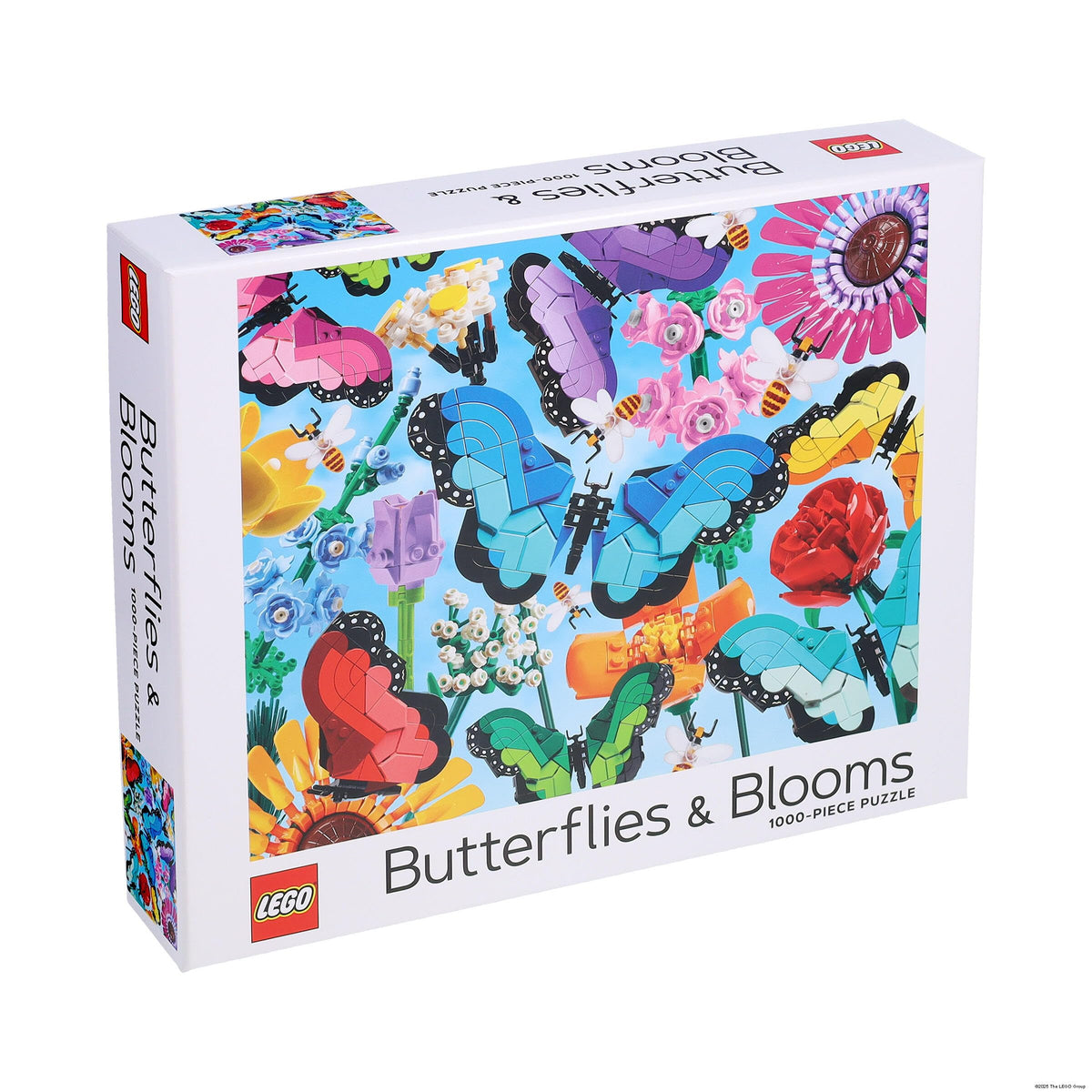 LEGO Butterfly & Blooms puzzle image, vibrant spring scene ideal for family game night and creative focus