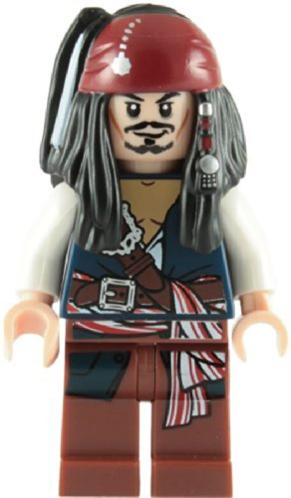 LEGO Captain Jack Sparrow minifigure with authentic detailing for imaginative play and display