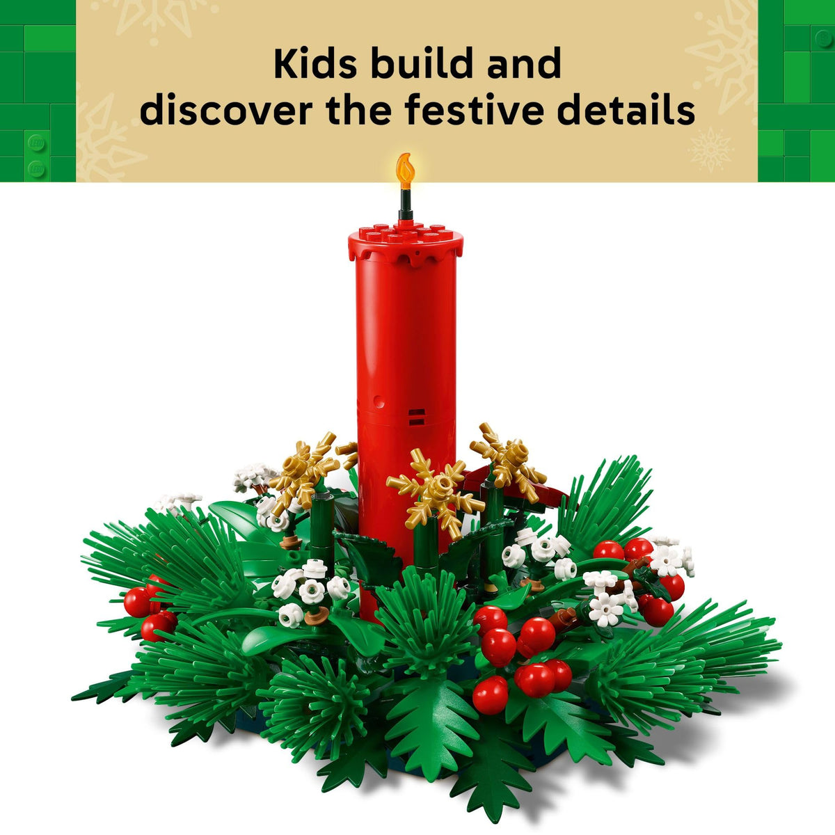 LEGO Christmas Table Decoration golden stars add sparkling accents for celebrations