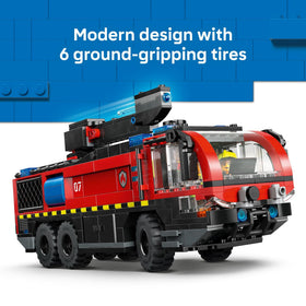 LEGO City Airport Fire Truck 60499 six rubber tires provide sturdy play.