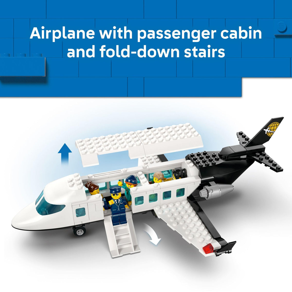 LEGO City Airport fold-down stairs enabling realistic aircraft access