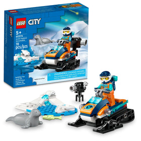 LEGO City Arctic Explorer Snowmobile 60376 snowmobile in a snowy landscape for imaginative play.