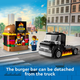 LEGO City Burger Truck prep area invites kid-friendly cooking play.