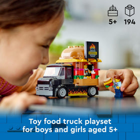LEGO City Burger Truck service hatch opens to reveal orders.