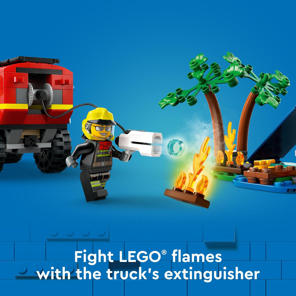 LEGO City camping scene with campfire and tent inspires outdoor storytelling.