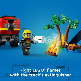 LEGO City camping scene with campfire and tent inspires outdoor storytelling.