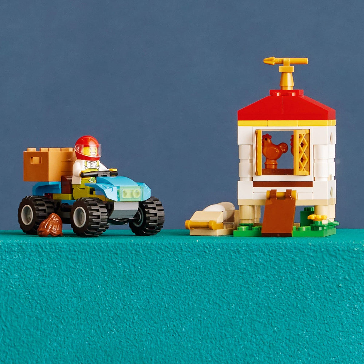 LEGO City egg drawer slides to reveal eggs during interactive chores.