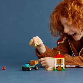 LEGO City City Farmer minifigure joins the play as a helpful helper.