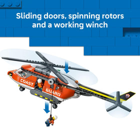 LEGO City Coast Guard Helicopter rear ramp open for quick access.