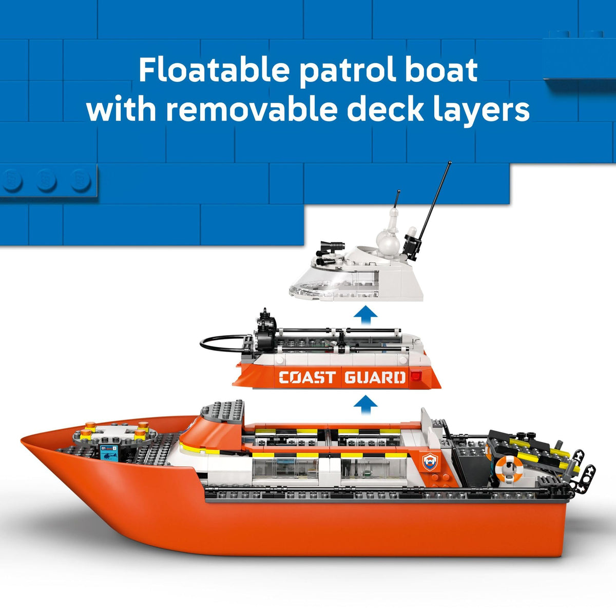 LEGO City Coast Guard Launch Dinghy ready for fast water deployments.