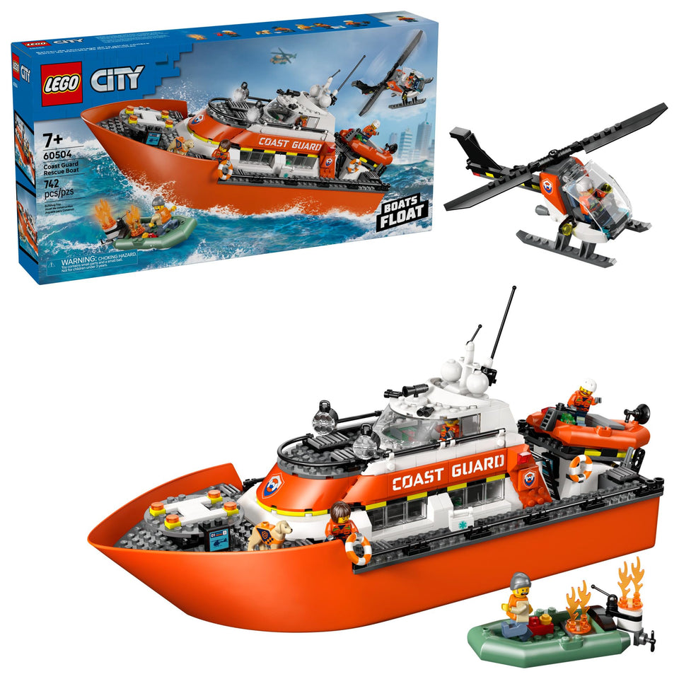 LEGO City Coast Guard Rescue Boat in action, a floating playset for imaginative rescues.