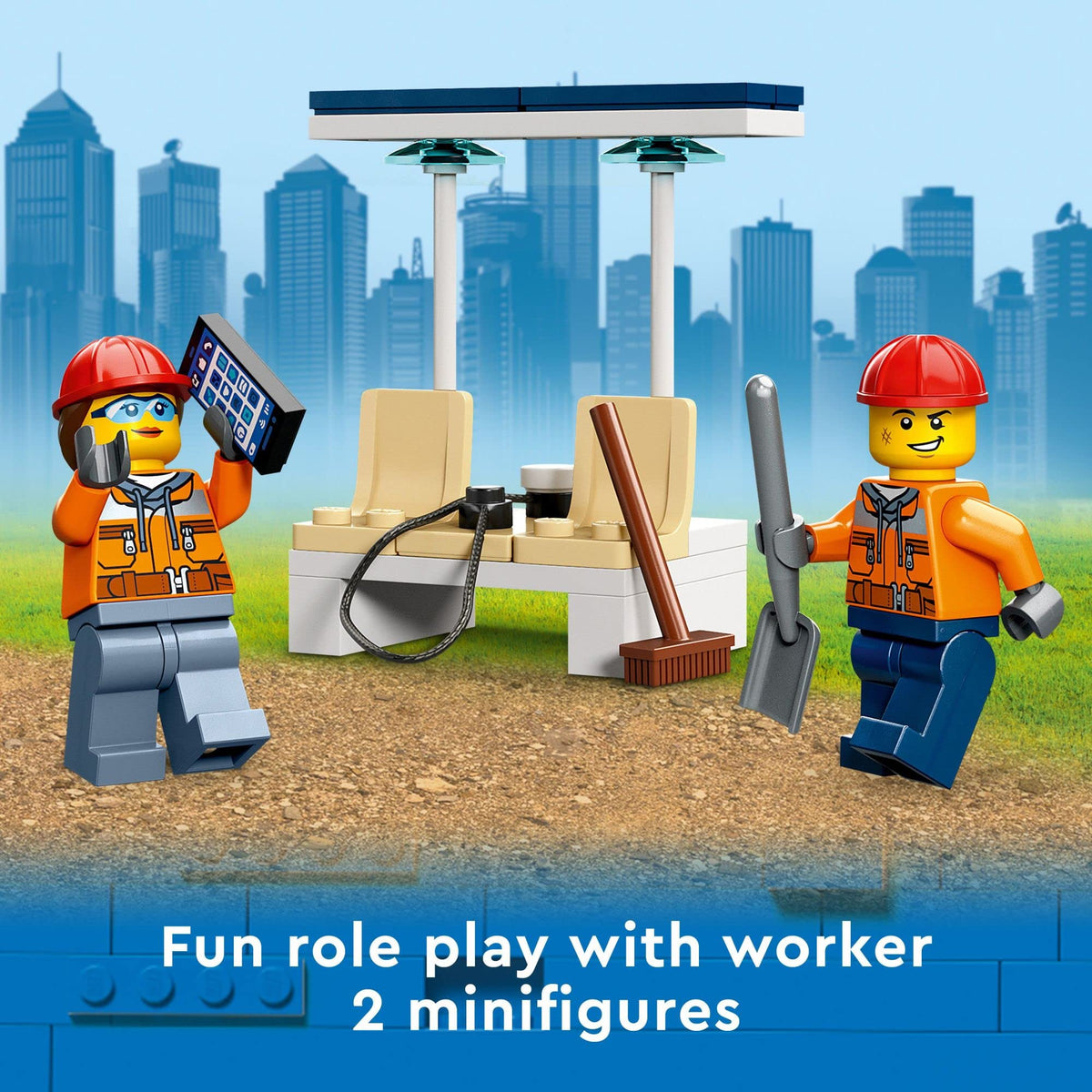 LEGO City Construction Digger assembled dimensions help planning play space.