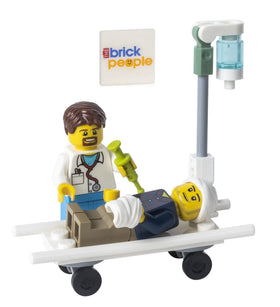 LEGO City doctor and patient on a stretcher with IV bed for imaginative play