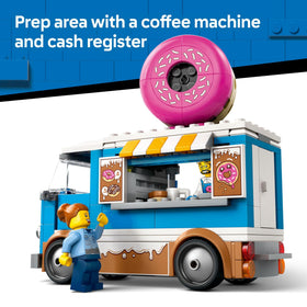 LEGO City Donut Truck with two minifigures for storytelling and roleplay.