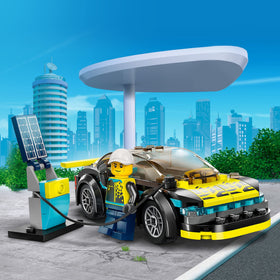 LEGO City Electric Sports Car cockpit with minifigure enables driving-role play