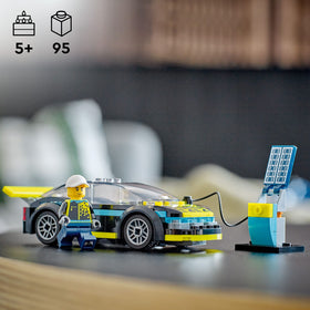 LEGO City Electric Sports Car rear spoiler detail adds realism for race-themed play