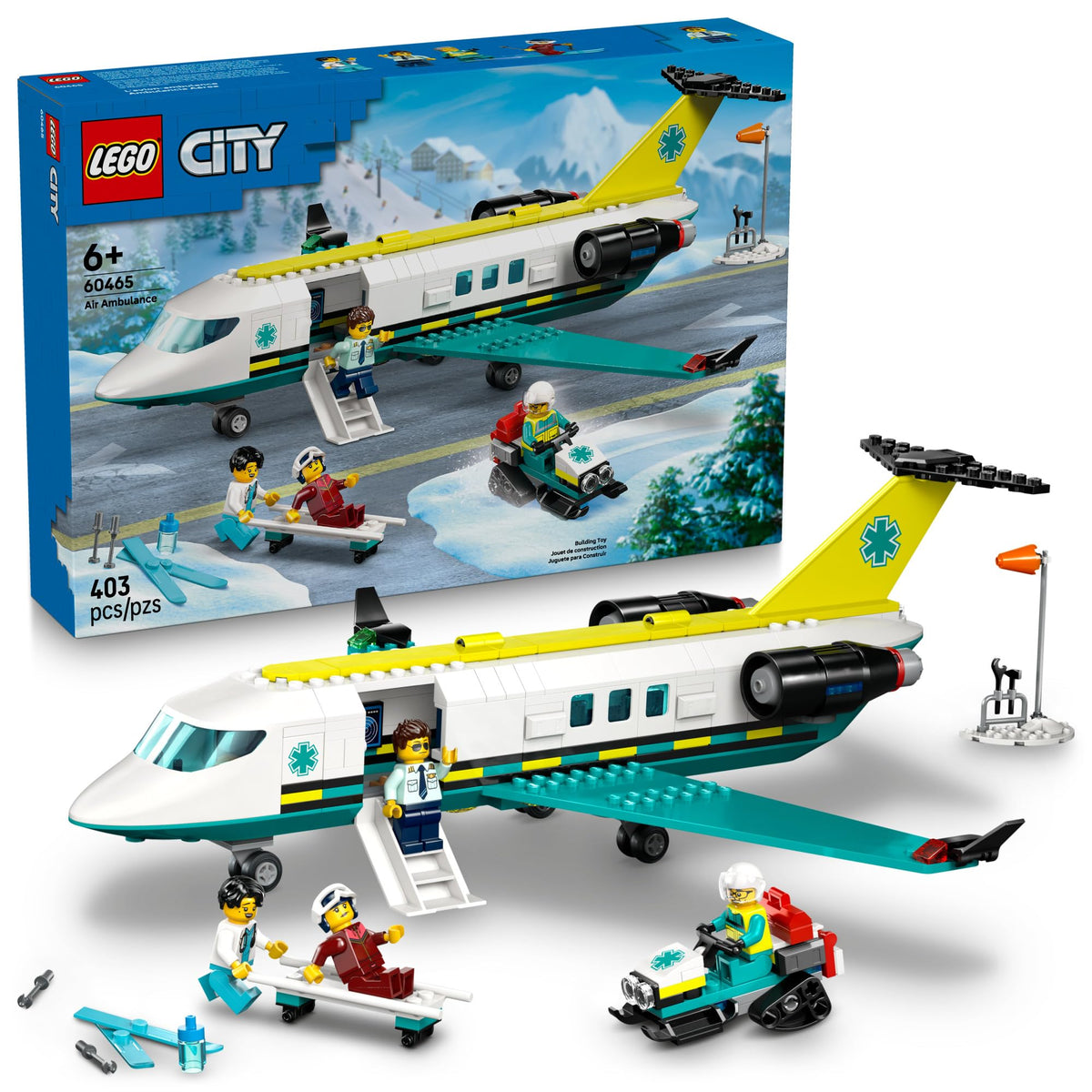 LEGO City Emergency Air Ambulance airplane front view ready for rescue play