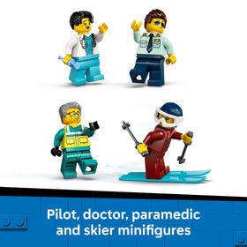 LEGO City Emergency Air Ambulance airport scene with wind sock backdrop